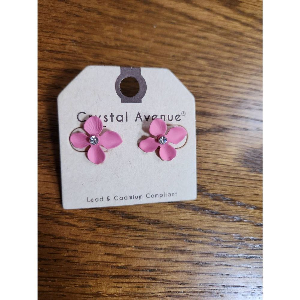 Crystal Avenue pink floral earrings